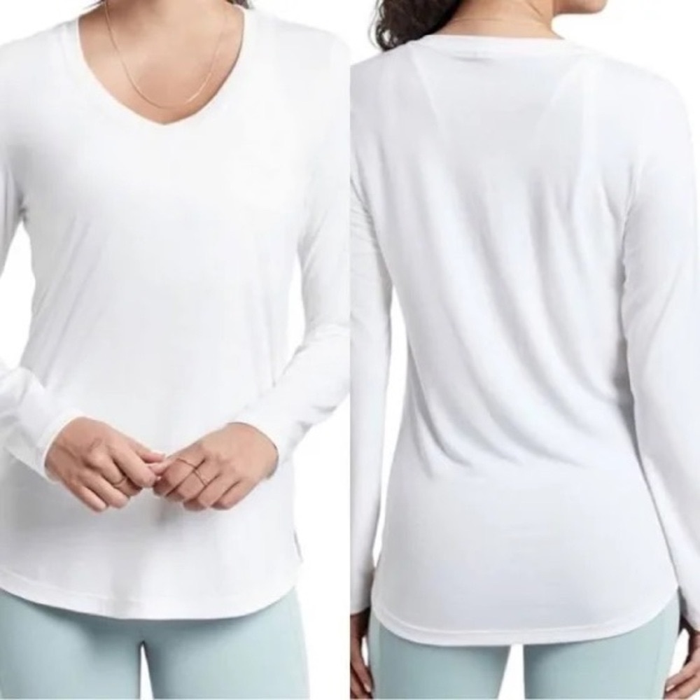 Athleta Essentials v neck top long sleeve modal blend size XS